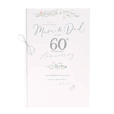 Image of UK Greetings Mum and Dad 60th Wedding Anniversary Card Diamond Lovely Message Inside 625085 0 1