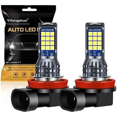 Image of Yifengshun 2pcs H8 H9 White Fog Lights, H11 LED Light Bulb with 24SMD 3030 for Front Lights Daytime Running DRL 12V