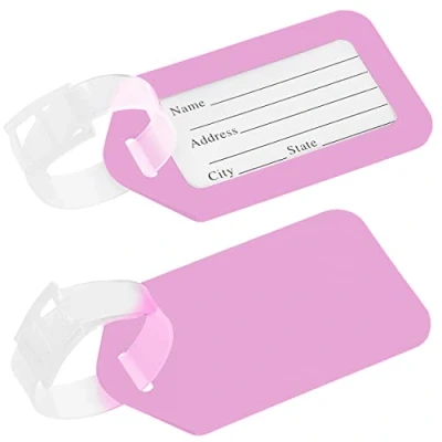 Image of mumbi Plastic Luggage Tag with Name Tag/Address Set of 2 Pink