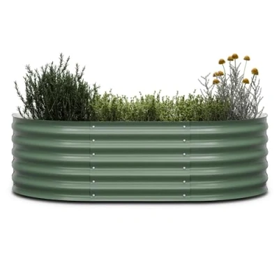 Image of blumfeldt High Grow Extended Raised Bed for Garden, 300L Semi Circular Planter in Rust Proof Galvalume Steel, 150x60x43cm Ergonomic Design Vegetables, Herbs &amp; Flowers, Easy Assembly