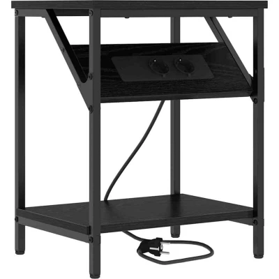 Image of Bedside Cabinet Black oak Engineered wood Vidaxl