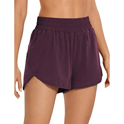 Image of CRZ YOGA Women&#039;s High Waist Running Shorts 3&#039;&#039; Mesh Liner Quick Dry Athletic Gym Workout with Zipper Pocket Arctic Plum 16