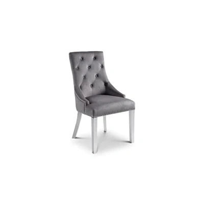 Image of Julian Bowen Set of 2 Gladstone Lion Head Chairs, Grey Velvet, One Size