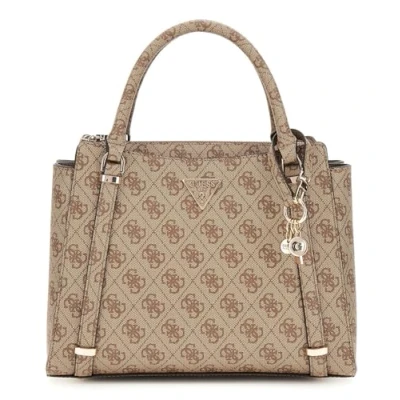 Image of Guess Erica Satchel Handbag, Women&#039;s, Size: One Size, Latte logo