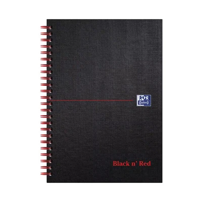 Image of Oxford Black n&#039; Red Book Wirebound Ruled and Perforated 90gsm 140 Pages A5 Matt Ref D66078 [Pack of 5]