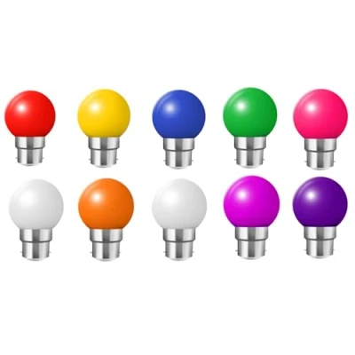 Image of WULUN 10 Pack 2W Coloured LED Light Bulbs Festoon Party Lights for Indoor Outdoor Use Multi Color