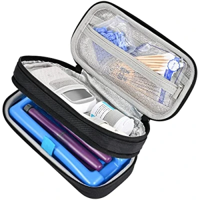 Image of ProCase Insulin Cooler Travel Carrying Case, Portable Diabetes Cold Medication Organizer with Ice Brick, Upgraded Chill Pill Insulation Hard Bag for Pen Syringes Needle Kits Holder Black