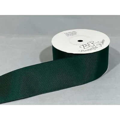 Image of 2 metres of 50mm Grosgrain Ribbed Ribbon Dark Forest Green Double Sided 50 mm 5cm 2&quot; Inch