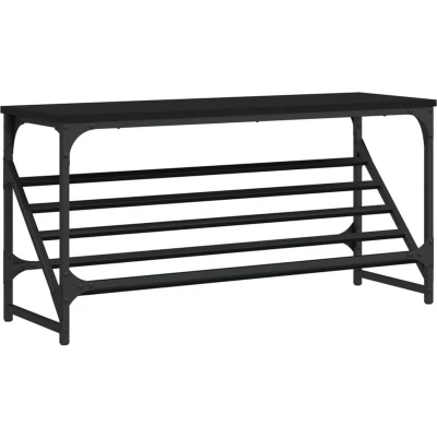 Image of vidaXL Shoe Rack Black 90x30x45 cm Engineered Wood