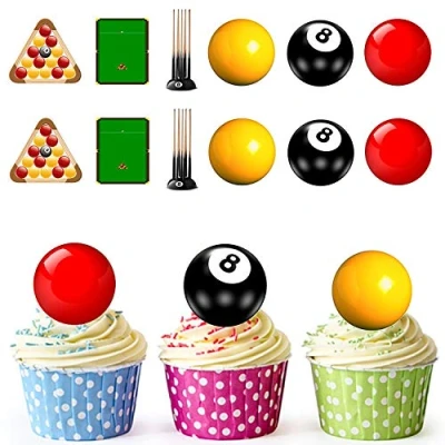 Image of AK Giftshop PRE CUT Pool Edible Cupcake Toppers/Cake Decorations (Pack of 12)