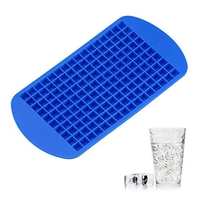 Image of Mini 160 Ice Cubes Soft Silicone Tray Mould Tool Food Safe Maker Easy Pop Out Non Stick Cube for Party BBQ Cool Summer (Blue)