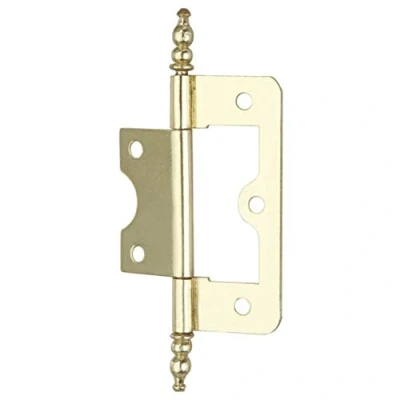 Image of Merriway® BH01771 (2 Pcs) EB Non Mortise Flush Hinge with Finial, 63mm (2.1/2 inch) Brass Plated Pack of 2 Pieces