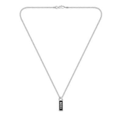 Image of BOSS Kassy Emblem Necklace silvercoloured, Men&#039;s, Size: One Size, Silver coloured