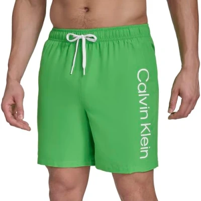 Image of Calvin Klein Men&#039;s Volley Quick Dry Lightweight Swim Trunk, Green, S