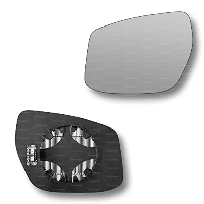 Image of Less4spares Replacement Wing Mirror Glass Left Compatible with Nissan Pulsar 2014 2019 CLIP ON Passnager Near Side N/S Heated Convex