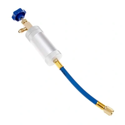 Image of gohantee R12 AC Oil dye Injector for R134a R22 2oz, Filling Syringe with 1/4&quot; SAE Female x Male Male, Universal A/C Injection Tool