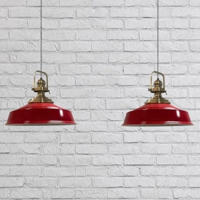 Image of bamyum Asletl Pendant Light Vintage Metal set of 2, Lamp Shades Ceiling, Kitchen Lights Ceiling E27, Industrial Fitting for Living Room and Dining Table White
