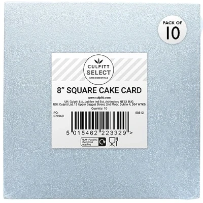 Image of Culpitt Select 8&quot; Square Cake Boards, 3mm Double Thick Cards For Celebration Cakes, Birthday Treats, Cupcakes, and More! 8 Inch, Pack Of 10