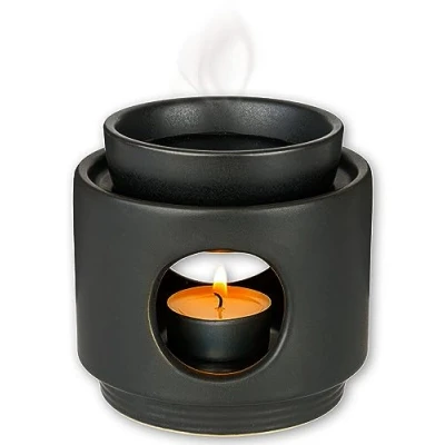 Image of rooted.® Ceramic Essential oil Burner Wax Melt Warmer Aromatherapy Diffuser black matt
