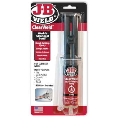 Image of J B Weld 50114UK ClearWeld Epoxy Adhesive 3900PSI .47FL OZ (14ml)