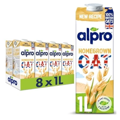 Image of Alpro Oat Plant Based Long Life Drink, Vegan &amp; Dairy Free, 1L (Pack of 8)
