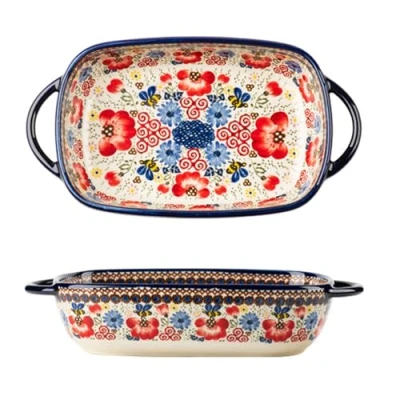 Image of SSWH Ceramics Baking Dish, Lasagne Dish for Oven, Ceramic Casserole with Handles, Porcelain Lasagna Pans, Rectangular Casserole, Large Bakeware Pie Cassero(Size:1PCS,Color:C)