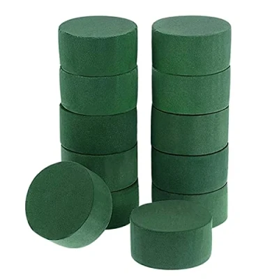 Image of 12x Premium Oasis Floral Wet Foam Round 9 cm Bricks Block Base Bowl Supplies