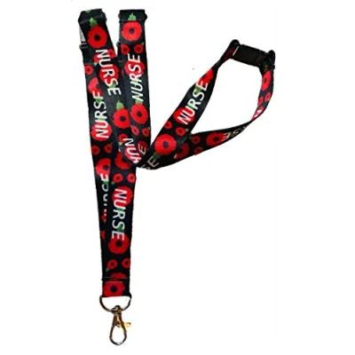 Image of 20mm Poppy Nurse Lanyard with 3 Point Safety Breakaway (Without Integrated Badge Reel)