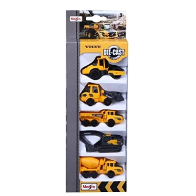 Image of Maisto M12375 Mini Working Machines Volvo CONSTUCTION 5 Pack die cast Model, Yellow, Small