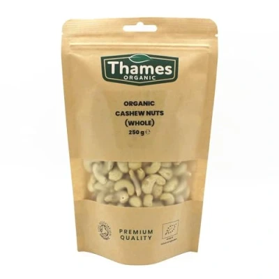 Image of Organic Cashew Nuts Source of Protein, High Fibre, Raw, Vegan, GMO Free, Certified No Additives or Preservatives Nutritious and Delicious Thames 250g