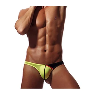 Image of Yomie Men&#039;s Slips Strings Hot Sexy Underwear Boxer Brief Erotic Underwear, Yellow, M