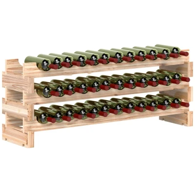 Image of HOMCOM Wooden Wine Rack 3 Tier Shelf for 36 Bottles Shelving Storage Holder