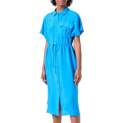 Image of VERO MODA Women&#039;s Vmiris S/S Shirt Calf Dress WVN Ga Noos Keid, Ibiza Blue, XS