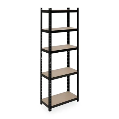 Image of Relaxdays Heavy Duty Unit, 5 Shelves, 180 x 60 30 cm, Max. 500 kg, Garage &amp; Warehouse, Steel, Plug in, Black