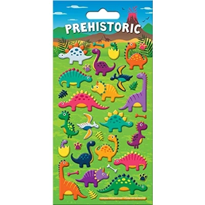 Image of Prehistoric 3D Squishy Foam Reusable Stickers Perfect for Craft Activities Children and Adults on Non Porous Surfaces, Green