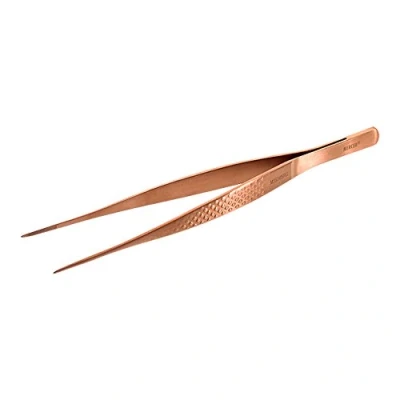 Image of Mercer Culinary Precision Plus Tong Fine Tip Straight, Stainless Steel, Rose Gold, 14.8 x 1.3 1 cm