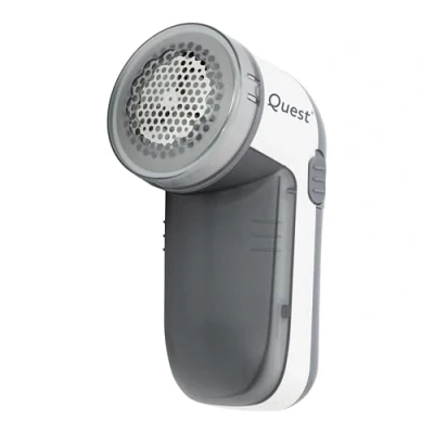Image of Quest 39230 Electric Lint Remover/Debobbler for Clothes, Knitware &amp; More/Adjustable Blade Guard / 60ml Removable Storage Container/Battery Powered