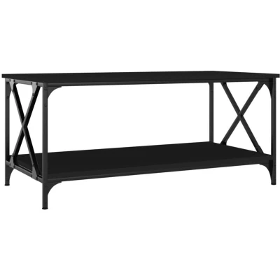 Image of vidaXL Coffee Table Black 100x50x45 cm Engineered Wood and Iron