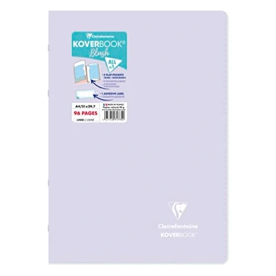 Image of Clairefontaine 971775C A Stapled Notebook Koverbook Blush Lilac A4 21 x 29.7 cm 96 Ruled Pages White Paper 90 g Opaque Polypro Cover