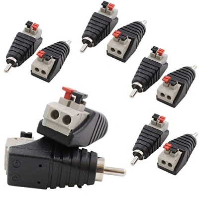 Image of exgoofit 10 Pack Speaker Wire Cable to Audio Male RCA Connector Adapter Plug Jack