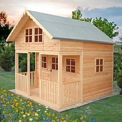 Image of 8&#039; x 9&#039; Shire Lodge Kids Wooden Playhouse (2.39m 2.69m)
