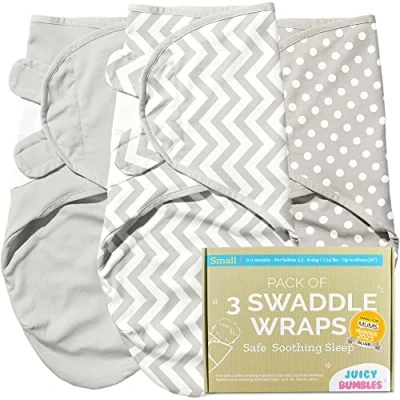 Image of Juicy Bumbles Swaddle Blanket 0 3 Months 100% Cotton Baby Wrap Newborn Set of Swaddles Essentials for Boy and Girl