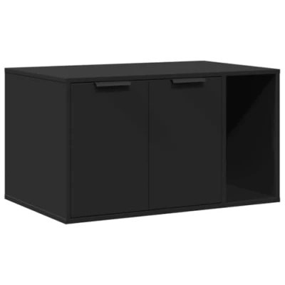 Image of vidaXL Cat Litter Box Enclosure House End Table Black Engineered Wood House, Side Table, Storage Cabinet, Furniture