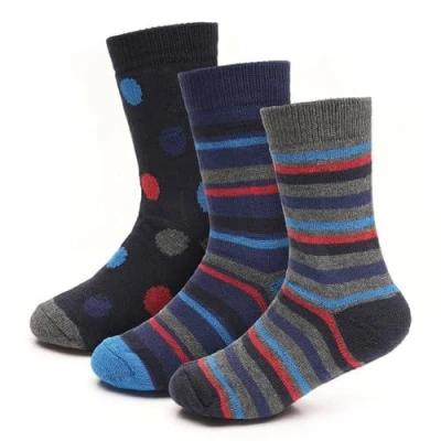 Image of A2Z 4 Kids Boys Girls Thermal Socks Winter Warmth Insulated AZ158 Striped B 3 Pack 11 14 (4 6)