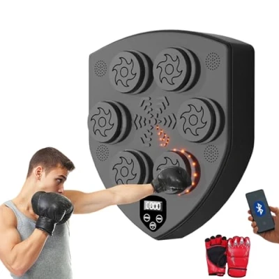 Image of MAGIC SELECT Musical Boxing Machine, Wall Mounted Electronic Music Pad with Gloves, Bluetooth, Lights to the Rhythm of Music.(2 mode, 47x41x5 cm)
