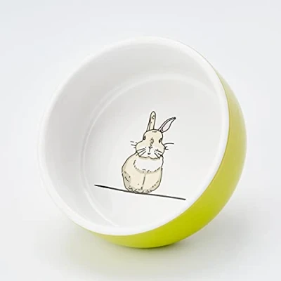 Image of Nobby Rodent Ceramic Bowl Rabbit Green/White Diameter 11 cm x 4.5 Pack of 1