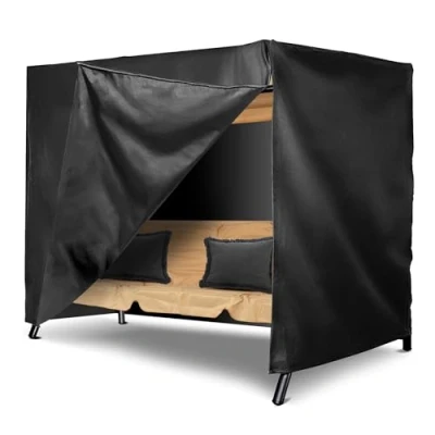 Image of ASAB Garden Swing Seat Cover 3 Seater Waterproof 600D Oxford Fabric Outdoor with Zipper Closure Windproof UV Resistant Breathable Patio and Hammock 210x150x150cm