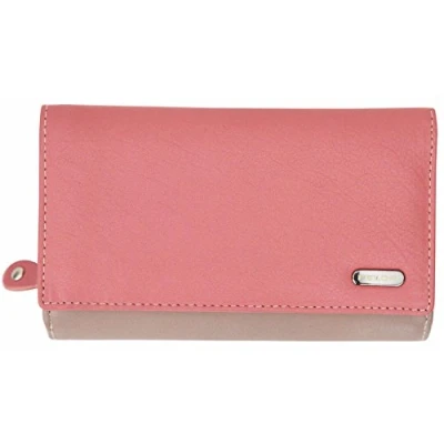 Image of Felda Womens Genuine Soft Leather Clutch Wallet RFID Protection Peach Multi