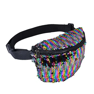 Image of One BFD Fanny Pack Waist Bumbag Bum Bag Running Belt for Ladies Men Kids Festival Causal Holiday Wipe Clean Adjustable Strap (Sequin Multi)