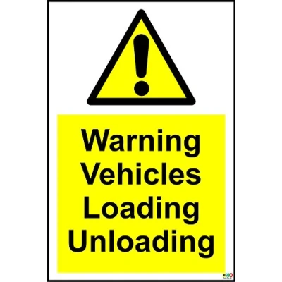 Image of Warning Vehicles Loading unloading Safety Sign 1.2mm Rigid Plastic 300mm x 200mm